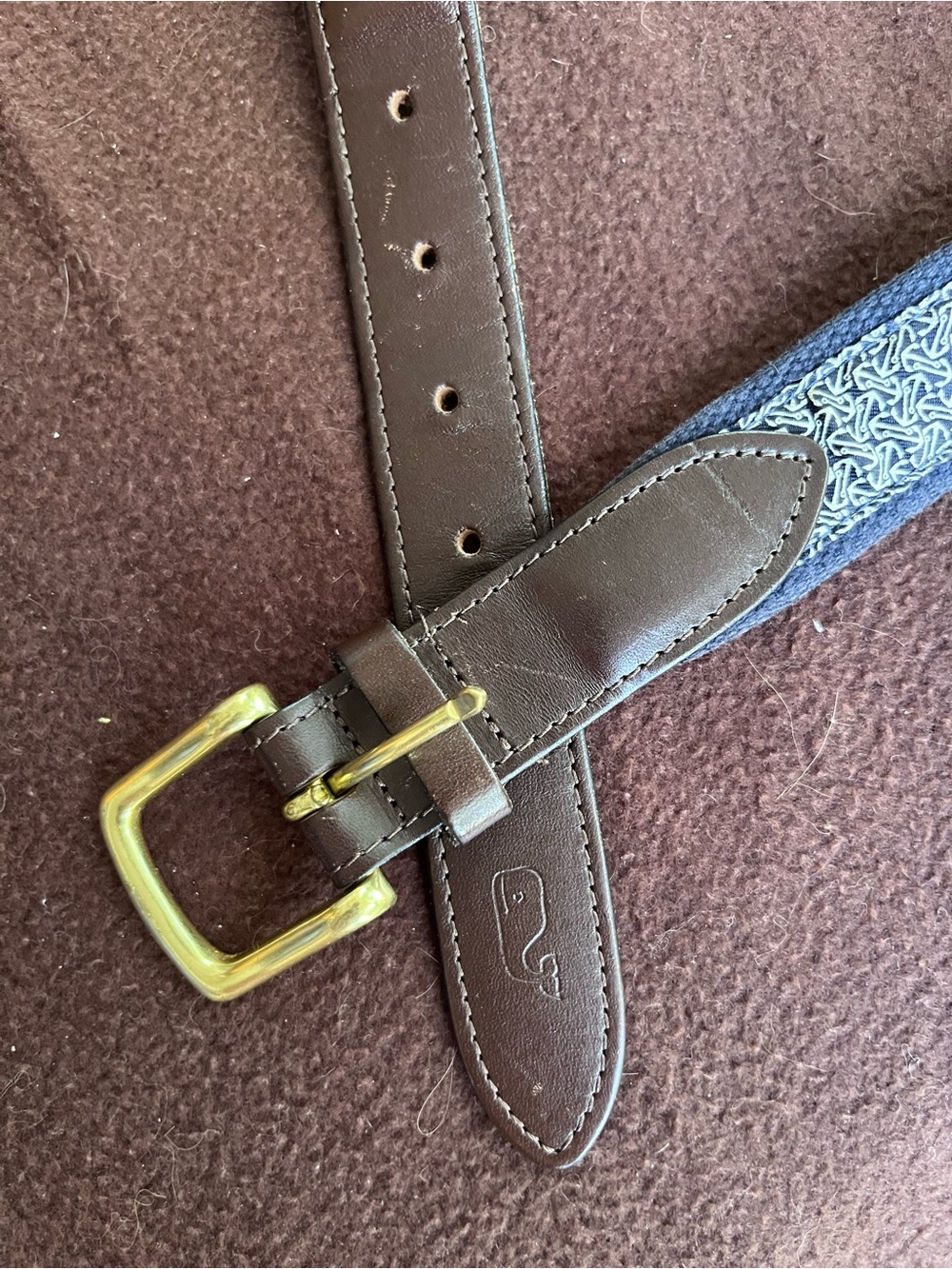 Vineyard Vines Ribbon Belt with geometric anchor pattern 30”